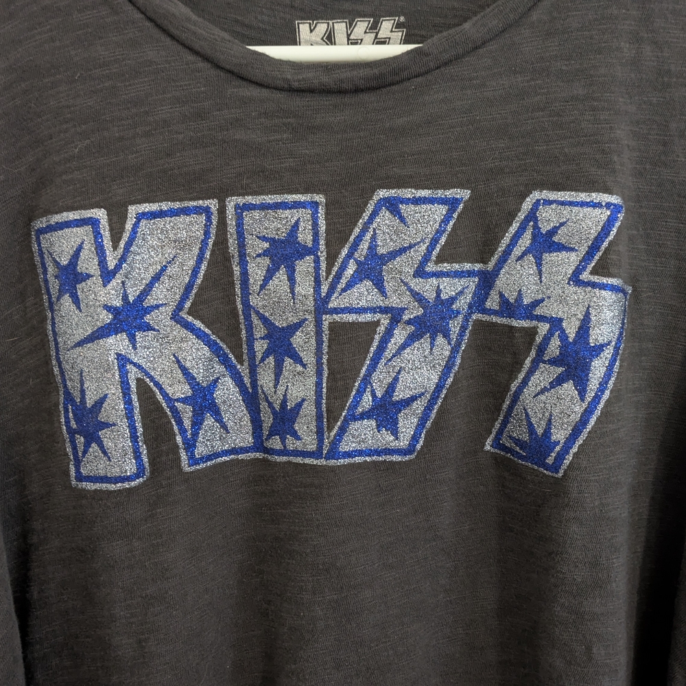 Lucky Brand Gray KISS band Graphic tank Top With Tie-Side Embellishments - Picture 3 of 4